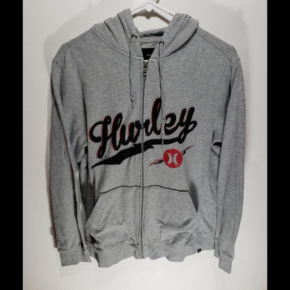 Mens Buckle‎ Hurley Full Zip Long Sleeve Hooded Sweatshirt Hoodie Gray Size M